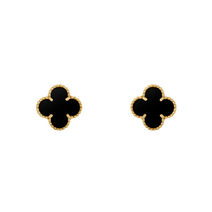 CLOVER | Zwarte Oorbellen