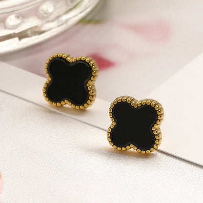 CLOVER | Zwarte Oorbellen