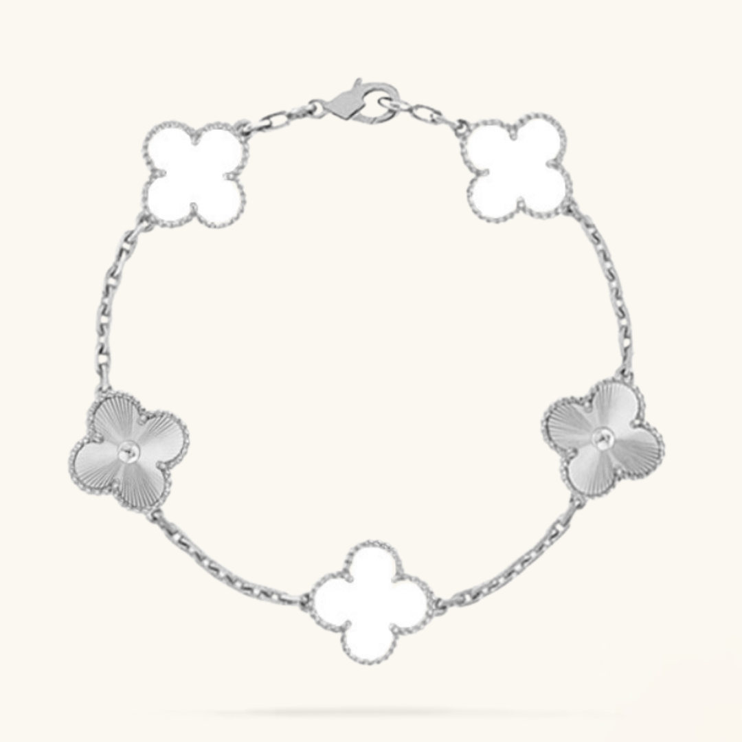 CLOVER | Wit/Zilver Armband