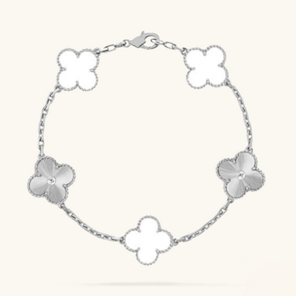 CLOVER | Wit/Zilver Armband