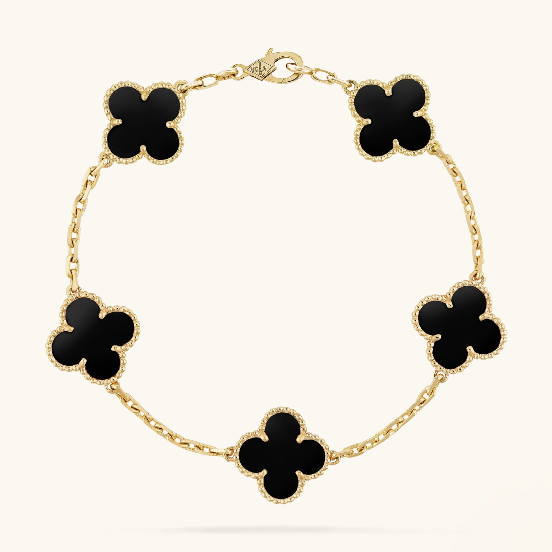CLOVER | Zwart/Goud Armband