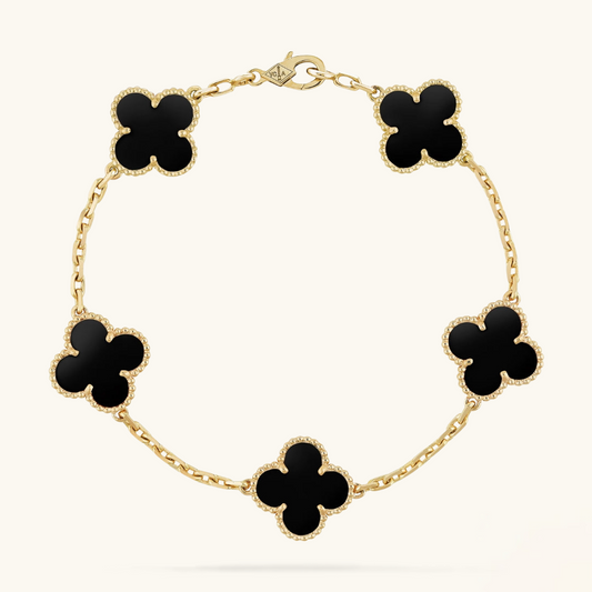 CLOVER | Zwart/Goud Armband