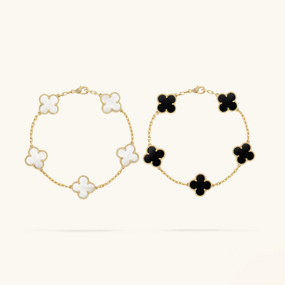 2-delige Clover Armbandenset - Zwart/Wit