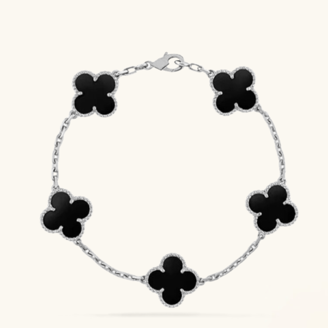 CLOVER | Zwart/Zilver Armband