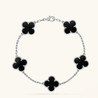 CLOVER | Zwart/Zilver Armband