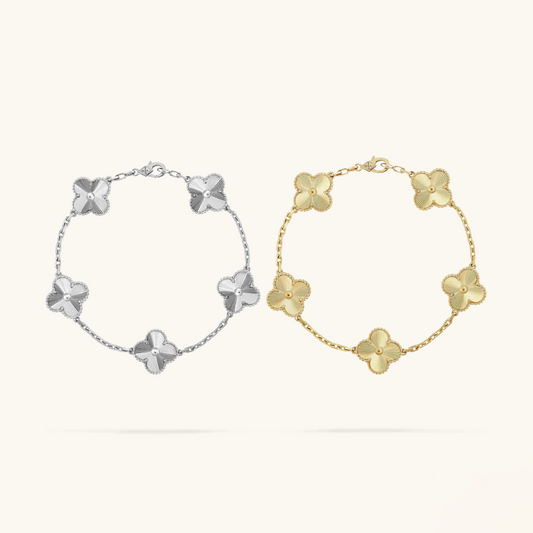 2-delige Clover Armbandenset - Zilver/Goud
