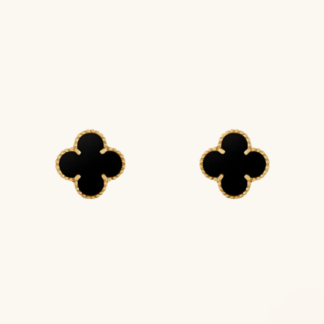 CLOVER | Zwarte Oorbellen