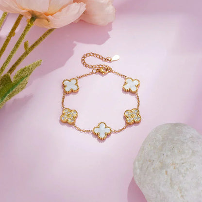 CLOVER | Wit/Goud Armband Prestige