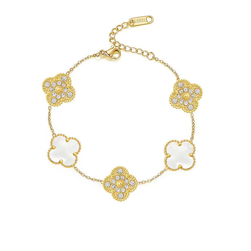 CLOVER | Wit/Goud Armband Prestige