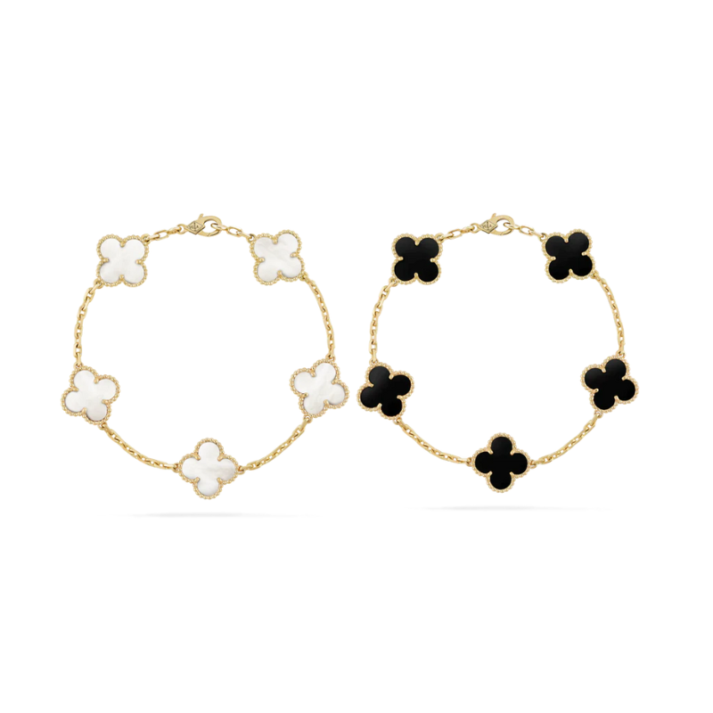 2-delige Clover Armbandenset - Zwart/Wit