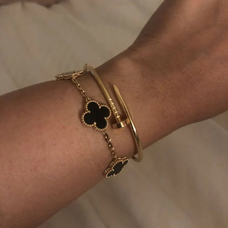 CLOVER | Zwart/Goud Armband